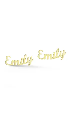 Script Nameplate Stud Earring