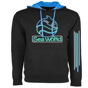 SeaWorld Neon Sign Black Pullover Hoodie Adult