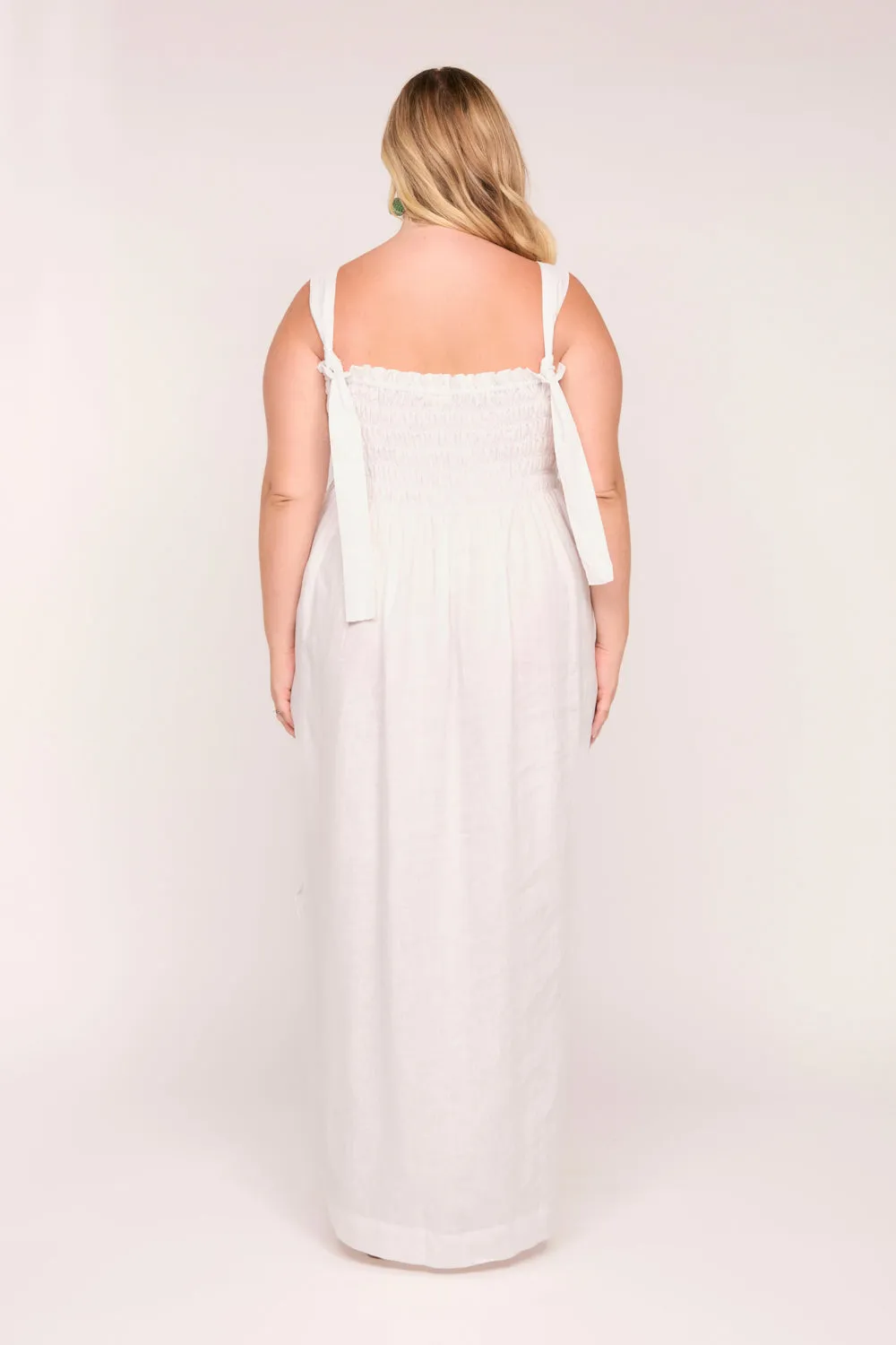 Sherry Linen Strapless Maxi Dress in White