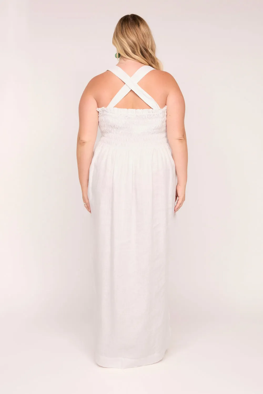 Sherry Linen Strapless Maxi Dress in White