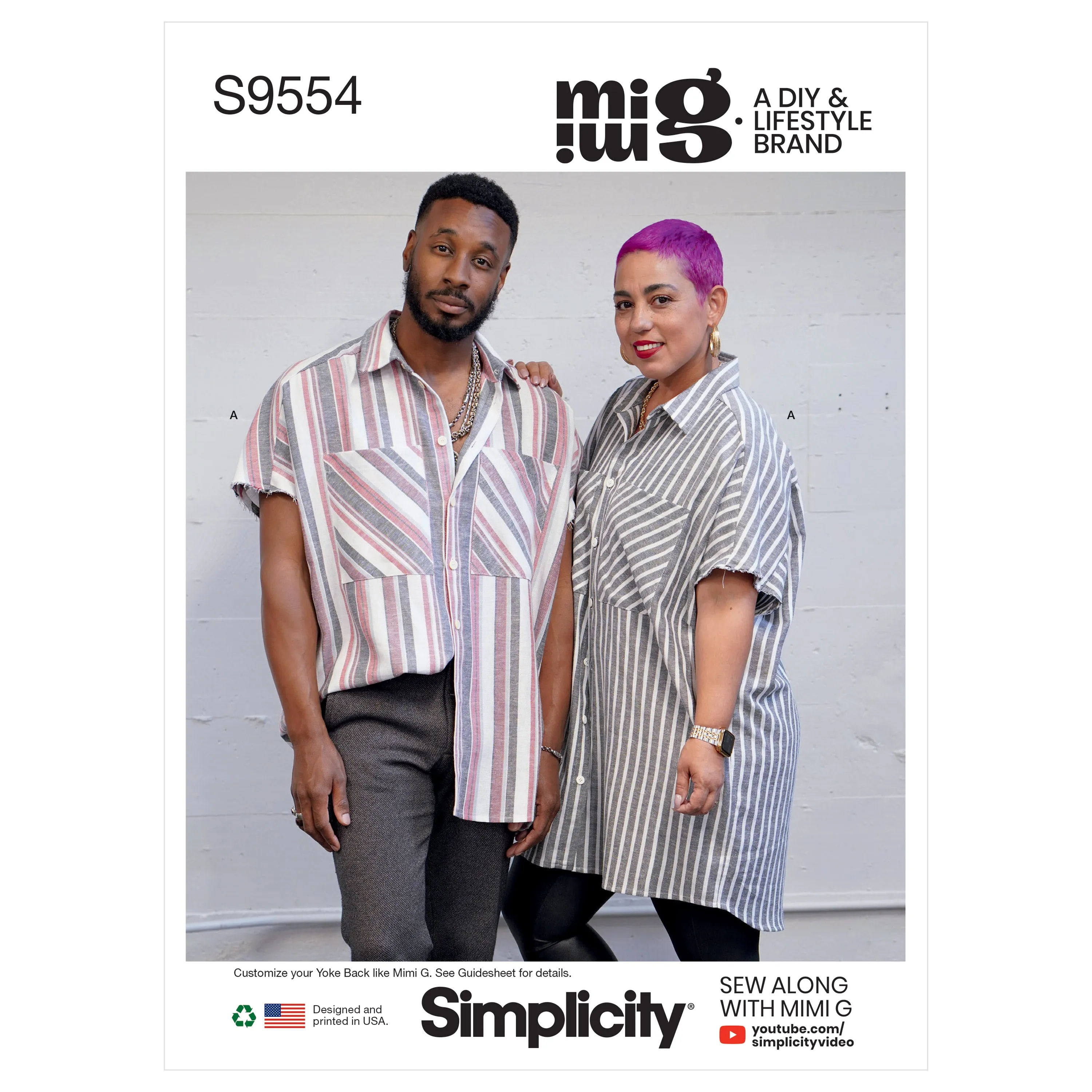 Simplicity Sewing Pattern S9554 UNISEX SHIRT IN TWO LENGTHS