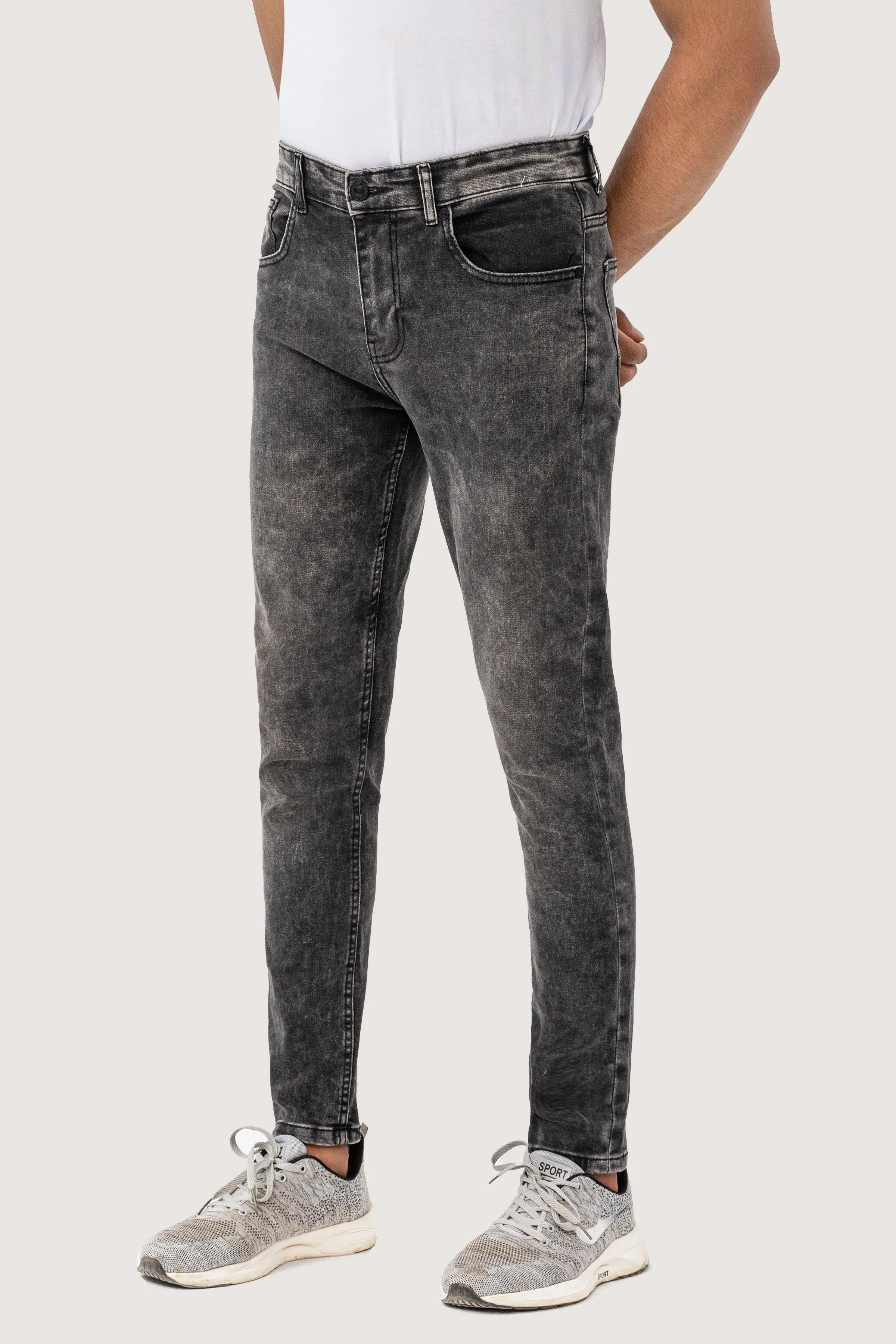 SKINNY LEG DENIM JEANS GREY RANDOM WASHED