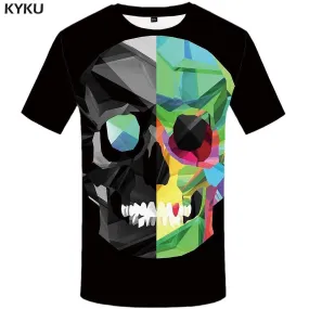 Skull T shirt Men Geometric T-shirt 3d Graffiti T shirts Funny Colorful Tshirts Print Black Tshirt Anime Mens Fashion