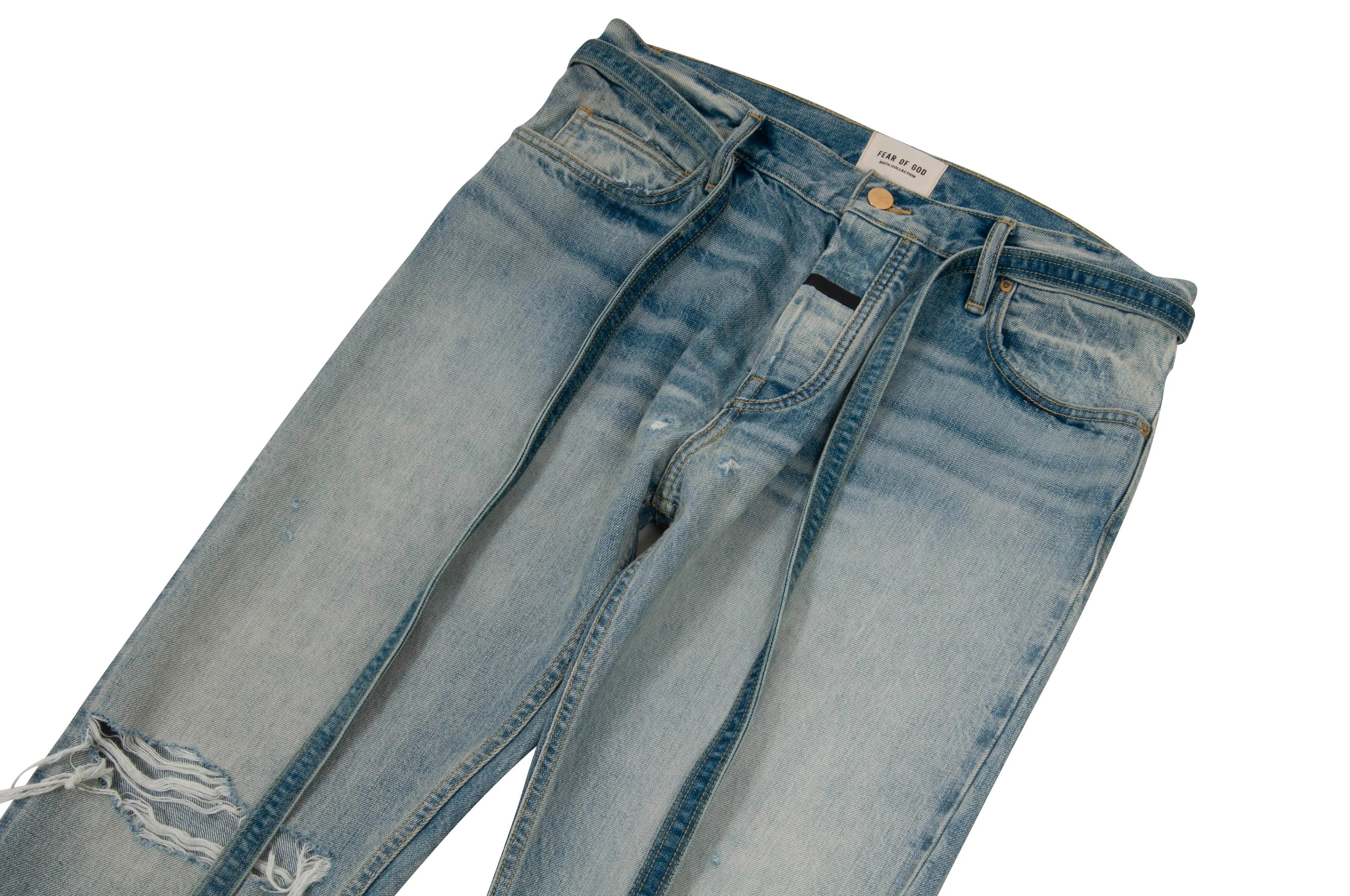 Slim Fit Distressed Selvedge Denim Jeans (Indigo)