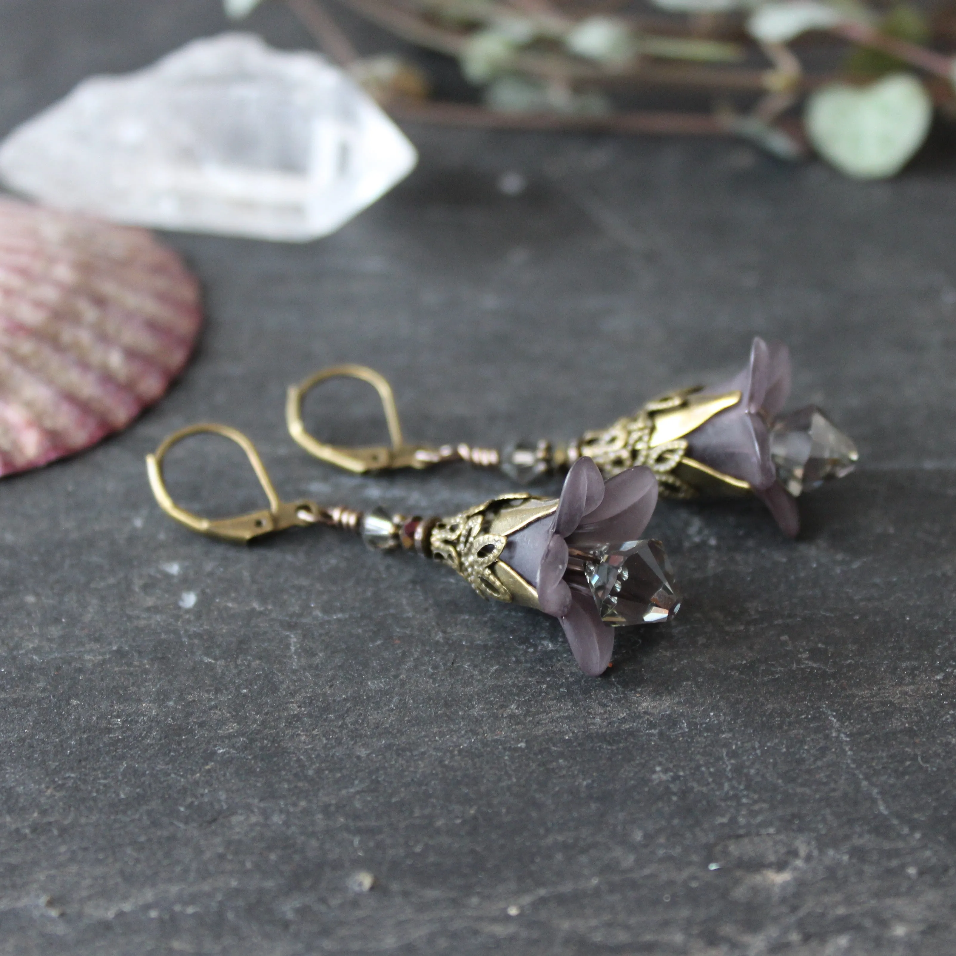 Smoke Blossom Fairy Flower Earrings.