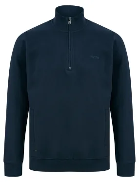 Solimba Quarter Zip Funnel Neck Pullover Sweat in Sky Captain Navy - Tokyo Laundry