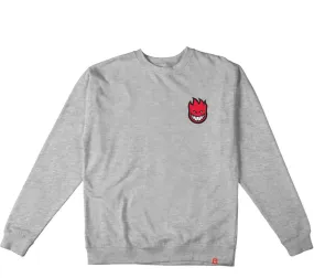 SPITFIRE LIL BIGHEAD FILL PULLOVER CREWNECK EMBROIDERED GREY HEATHER RED WHITE BLACK