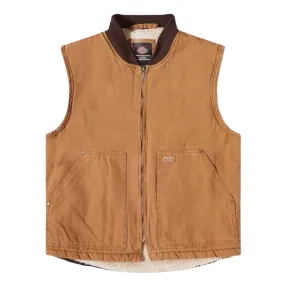 Stonewashed Duck High Pile Fleece Lined Vest Stonewashed Brown Duck