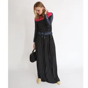 Striped Denim Pocket Maxi (Nursing): Pink