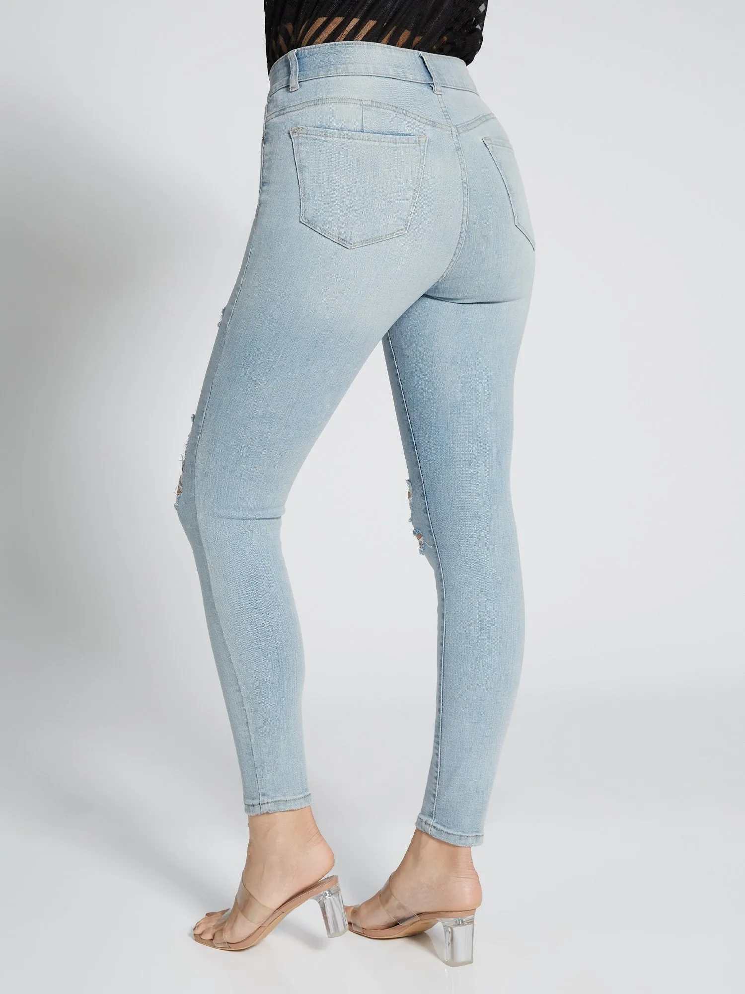 Tall Curvy High-Waisted Super-Skinny Jeans - Light Wash