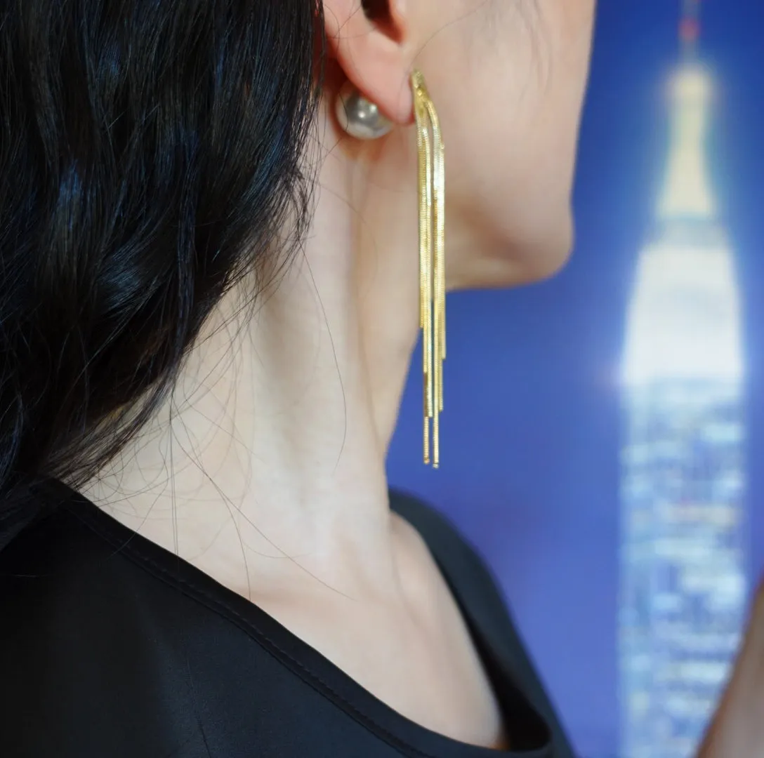 Tassel Stud Earrings with Faux Pearl Ear Nut