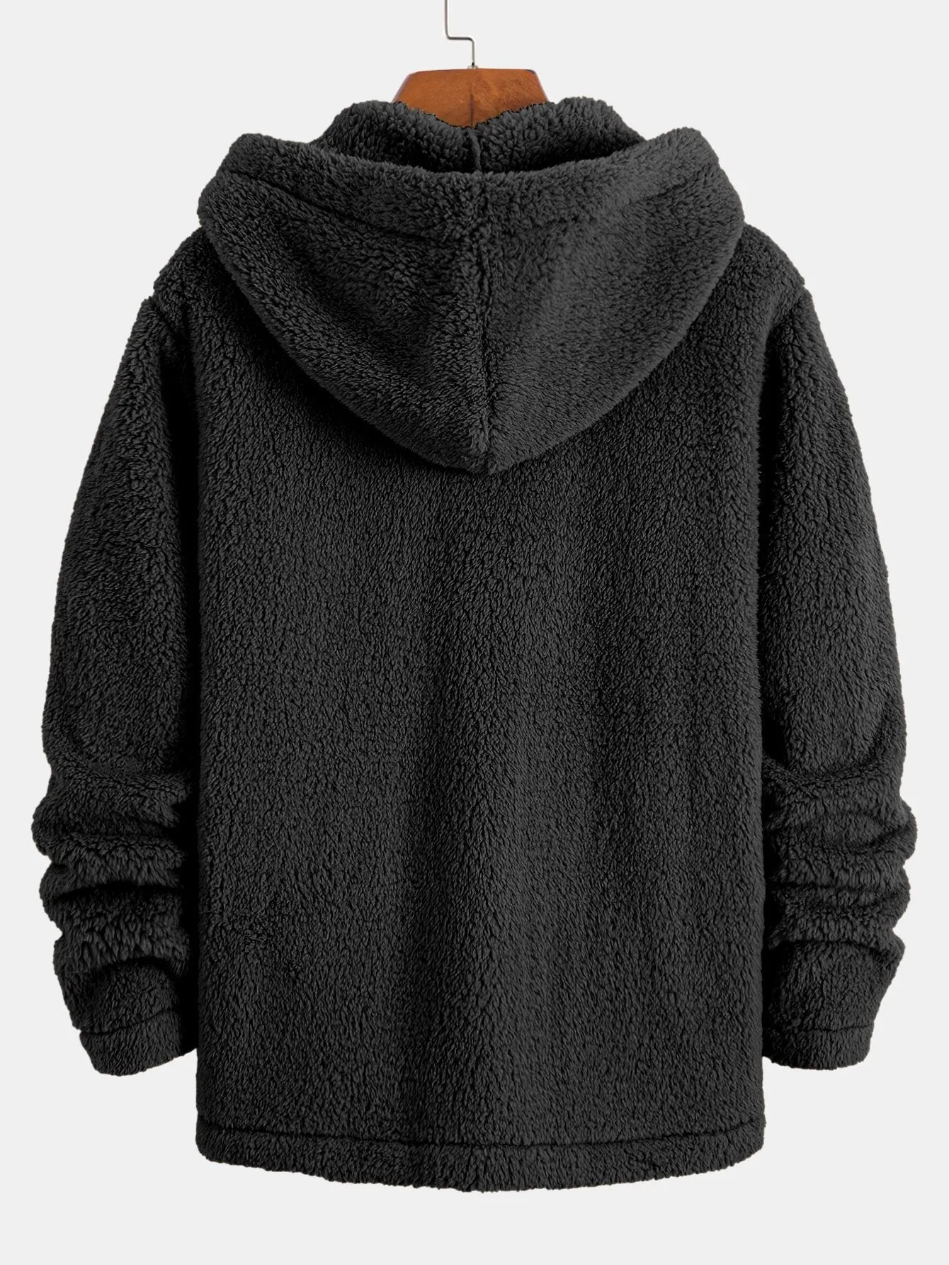 Teddy Fleece Button Up Hooded Coat