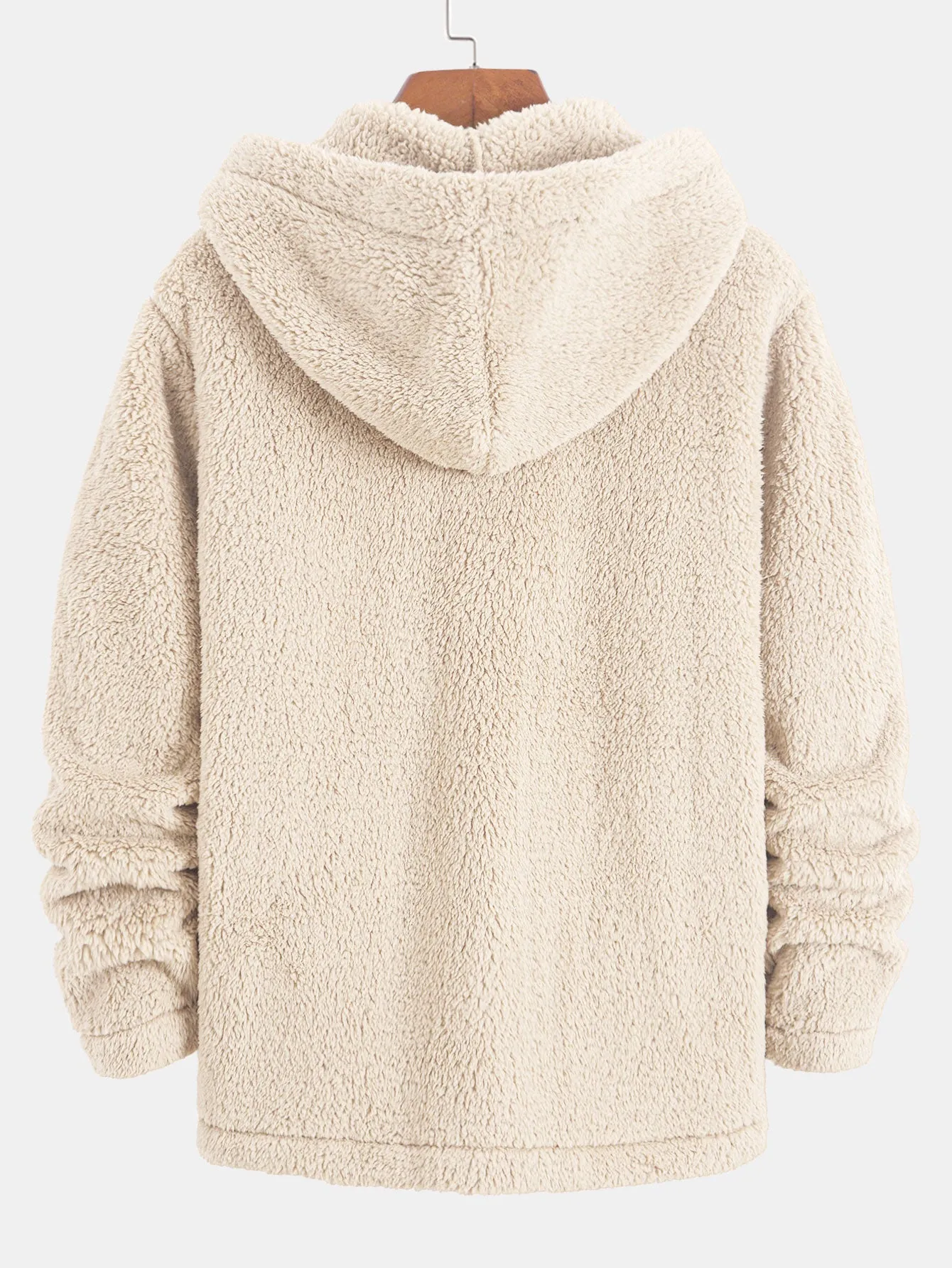 Teddy Fleece Button Up Hooded Coat