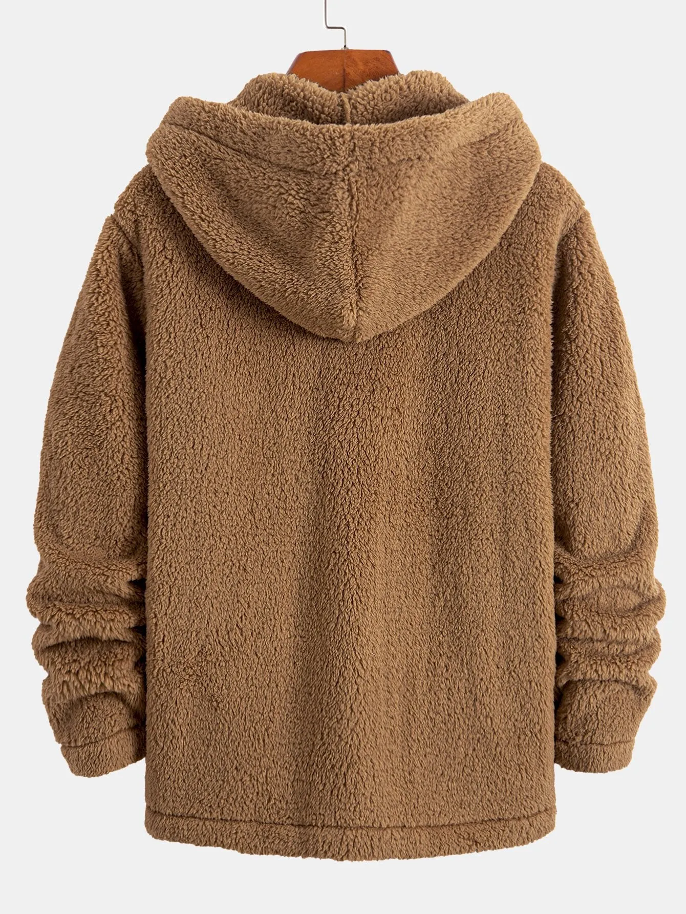 Teddy Fleece Button Up Hooded Coat