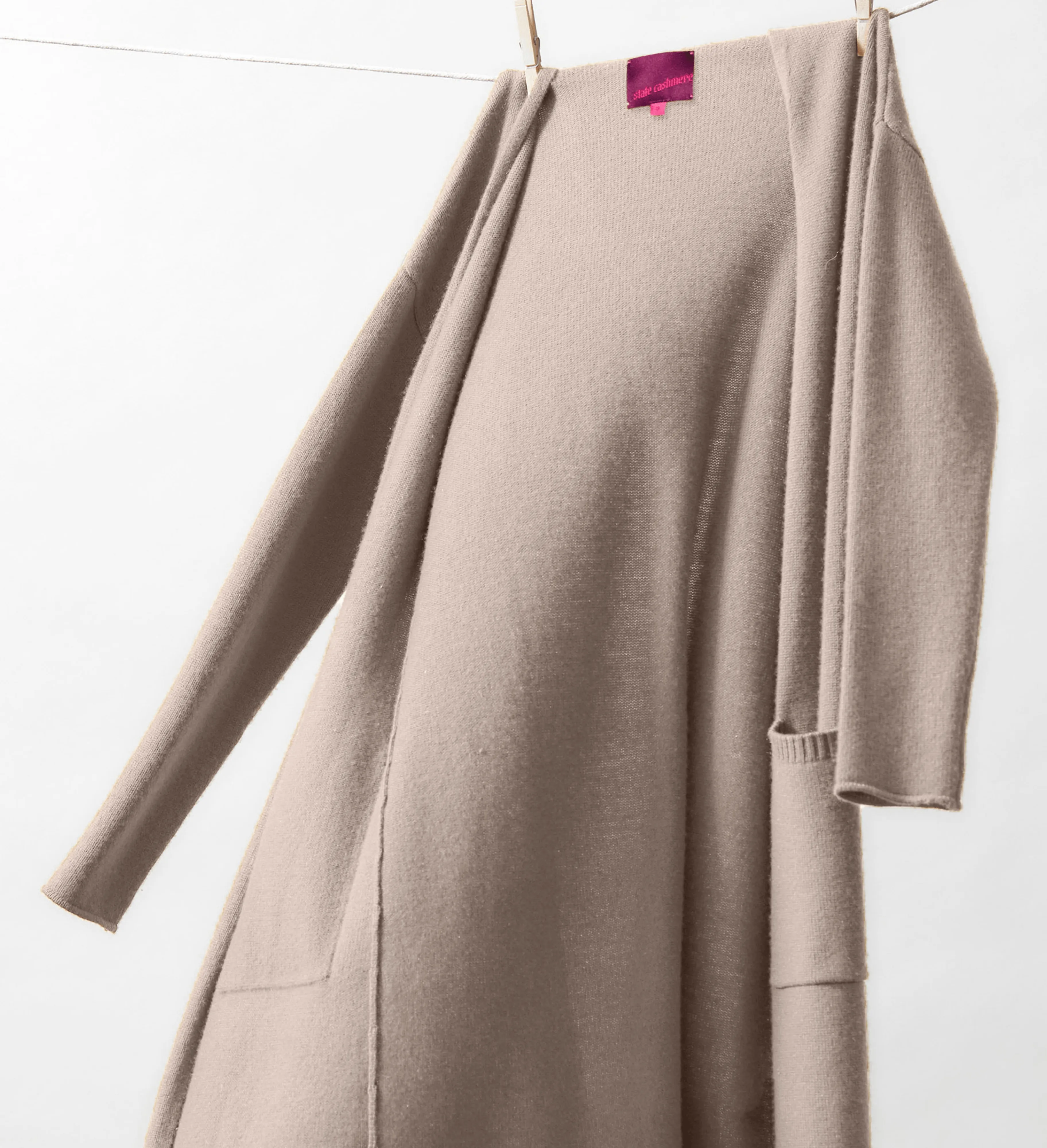 The Open Front Long Cashmere Cardigan with Pockets