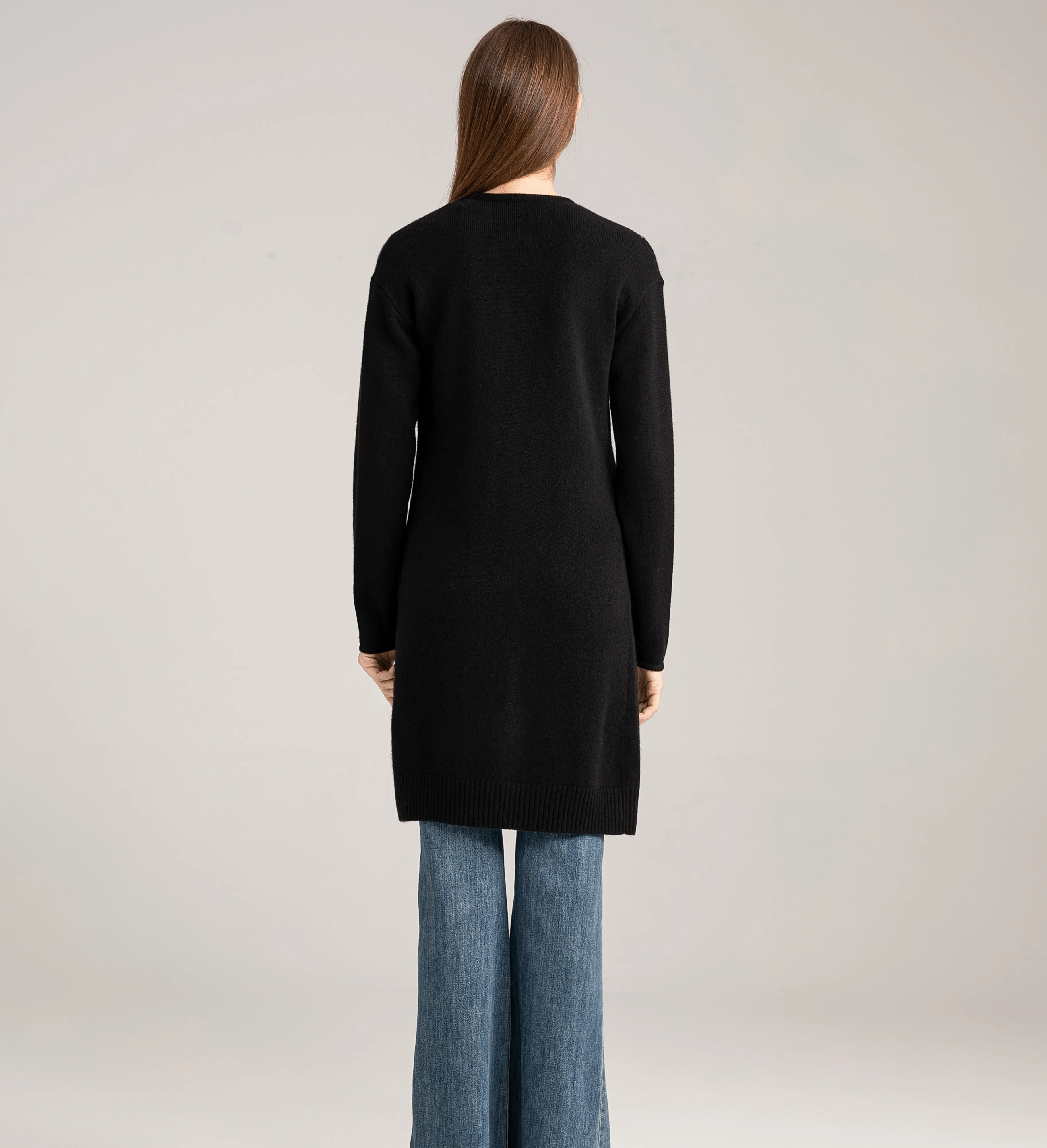 The Open Front Long Cashmere Cardigan with Pockets