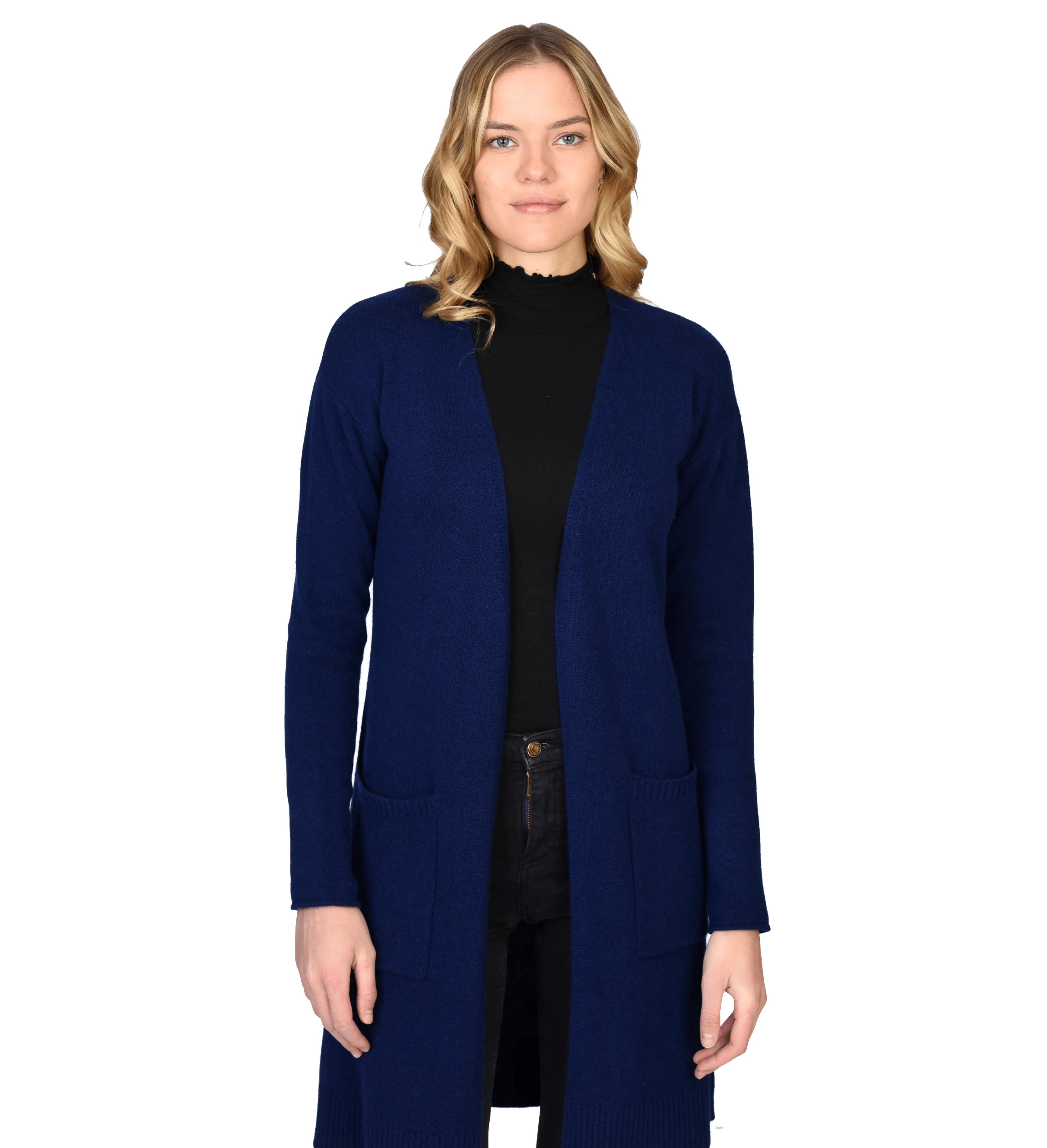 The Open Front Long Cashmere Cardigan with Pockets