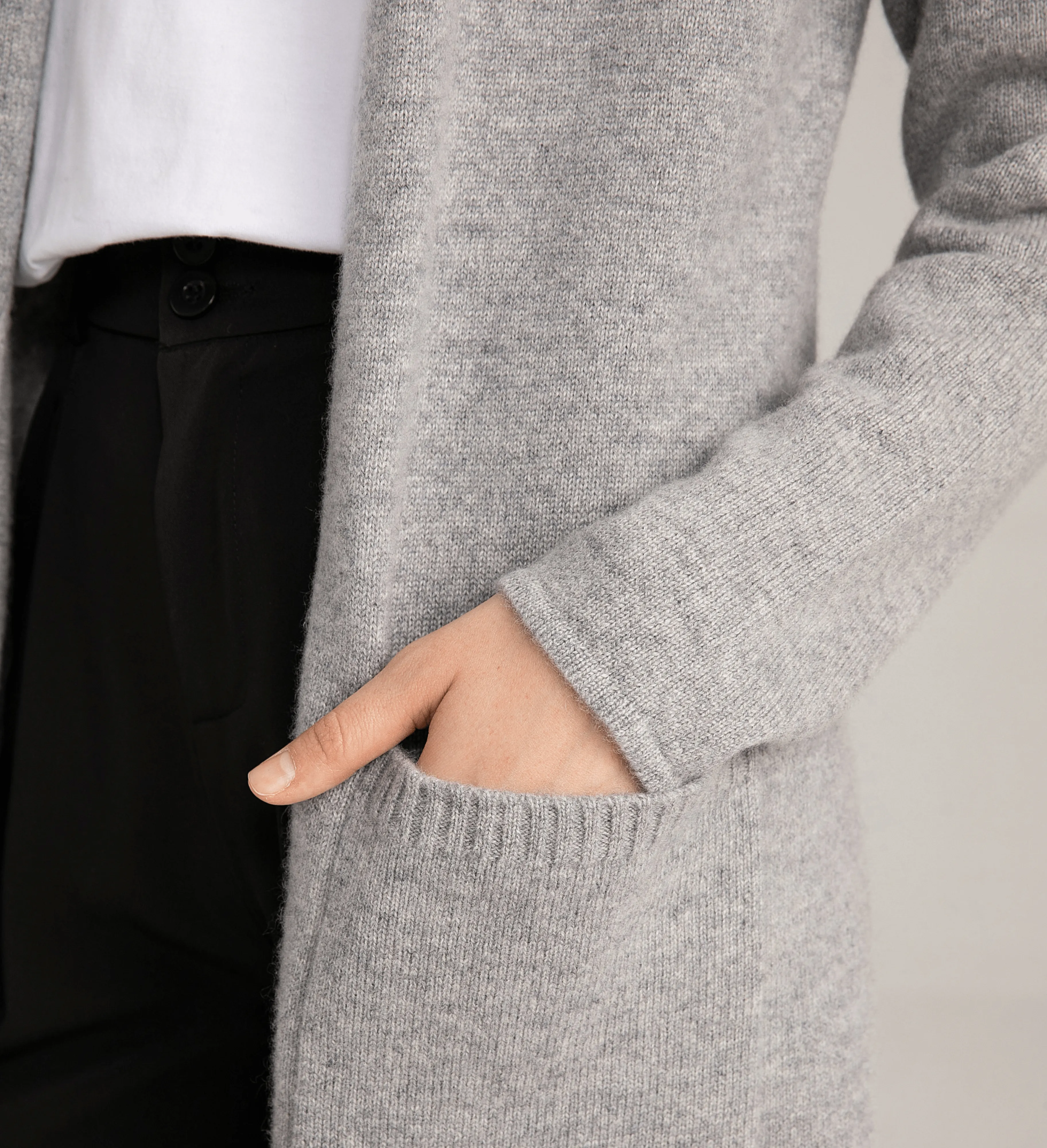 The Open Front Long Cashmere Cardigan with Pockets