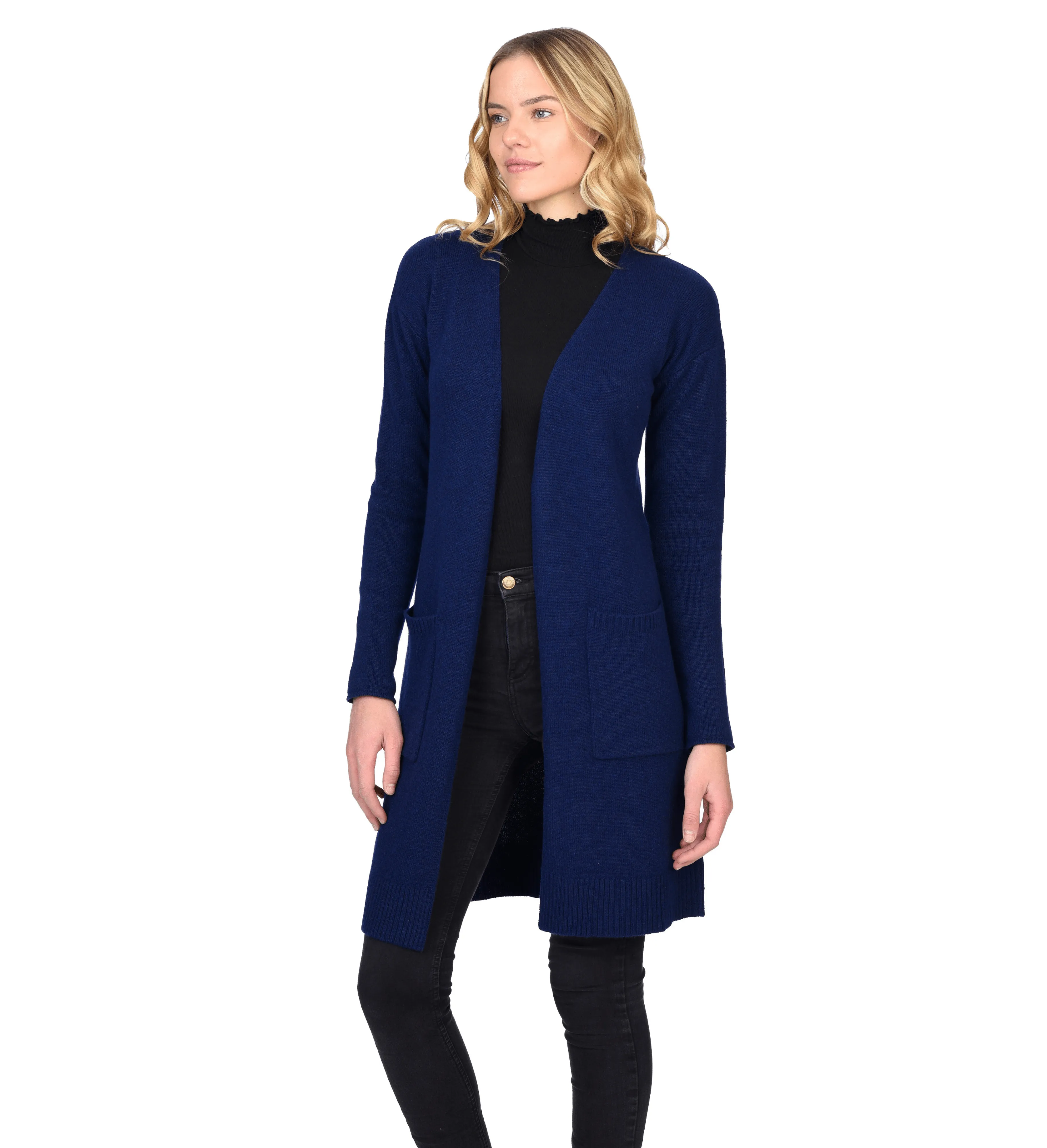 The Open Front Long Cashmere Cardigan with Pockets