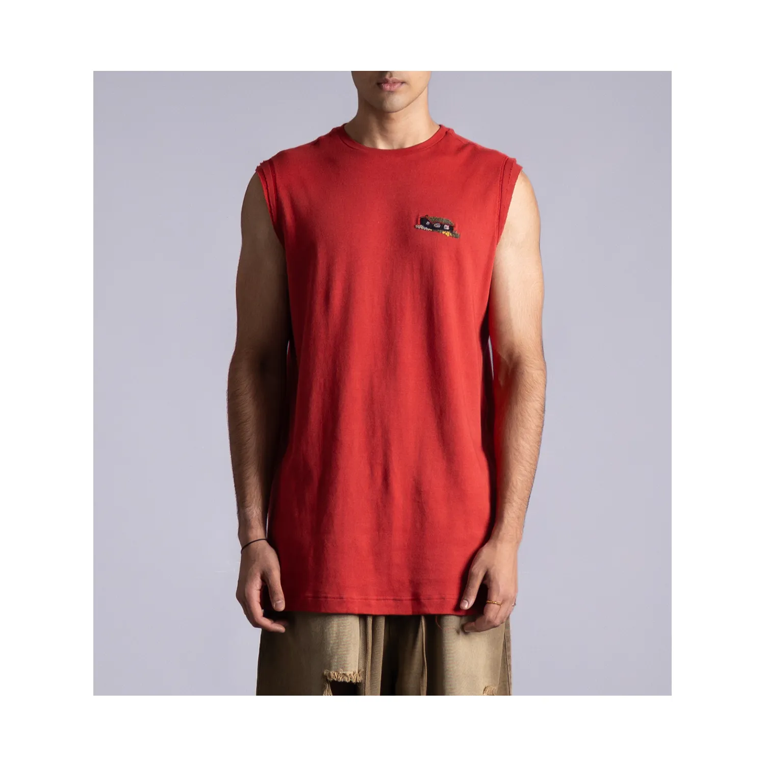 'The Ranch' Sleeveless T-shirt (Crimson)