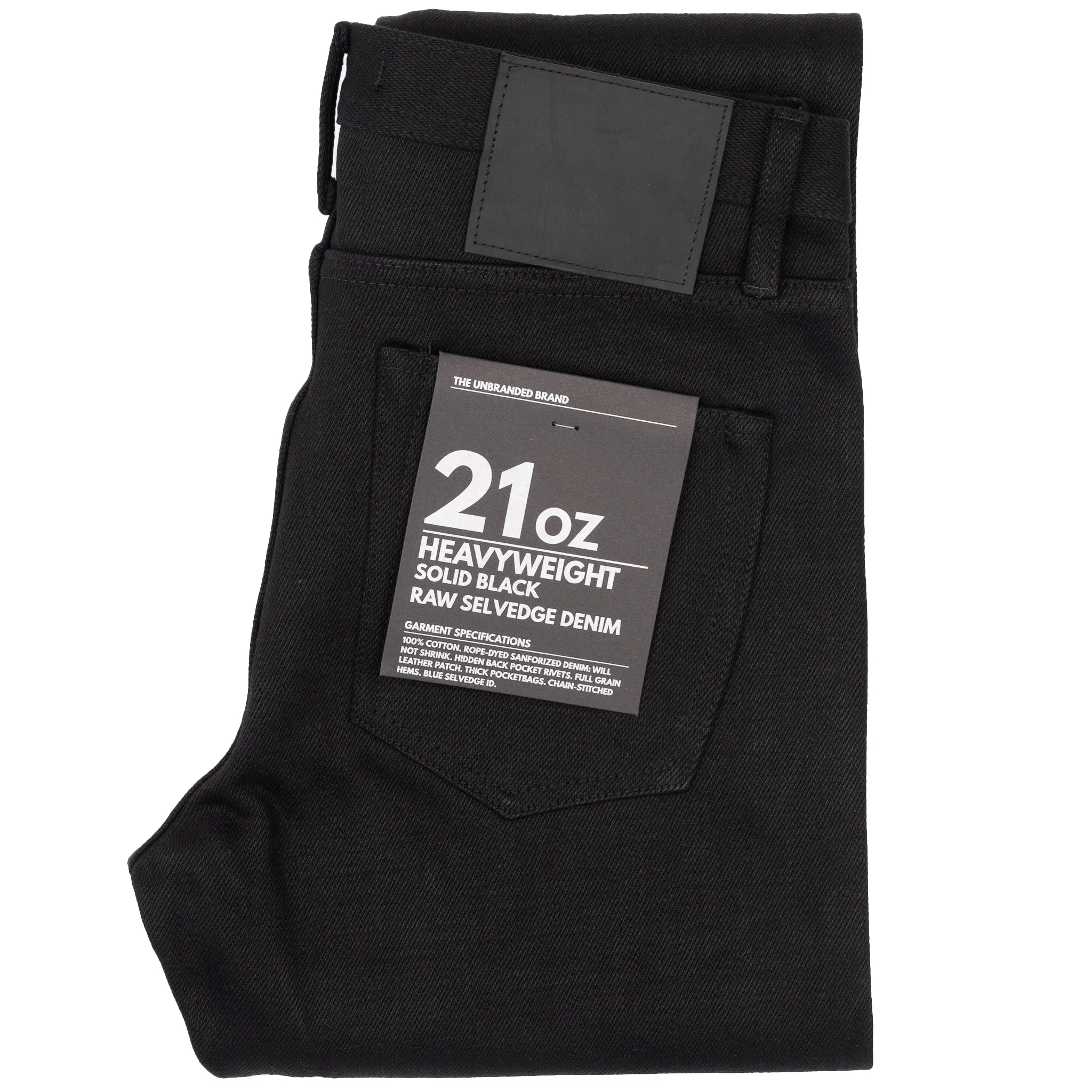 UB142 Skinny Fit - 21oz Heavyweight Solid Black Selvedge