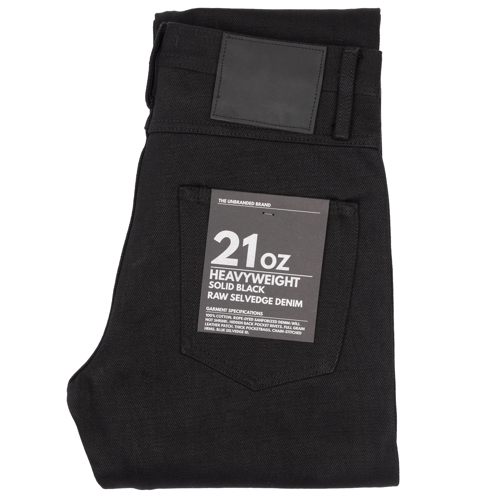 UB342 Straight Fit - 21oz Heavyweight Solid Black Selvedge