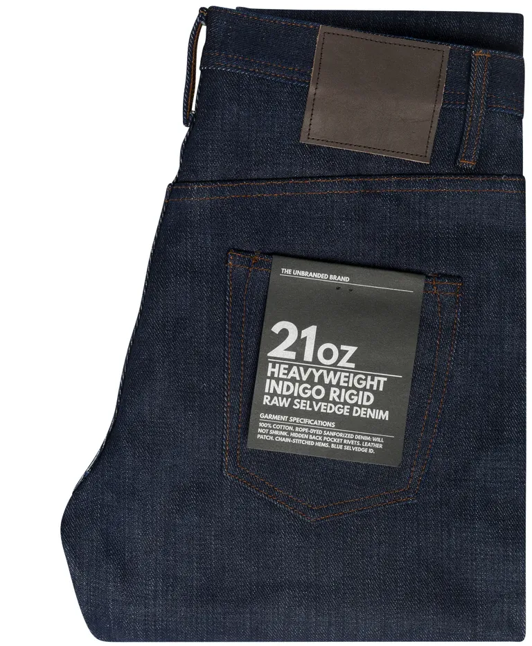 UnBranded Brand UB621 Relaxed Taper Fit 21oz Selvedge Denim Jeans - Indigo