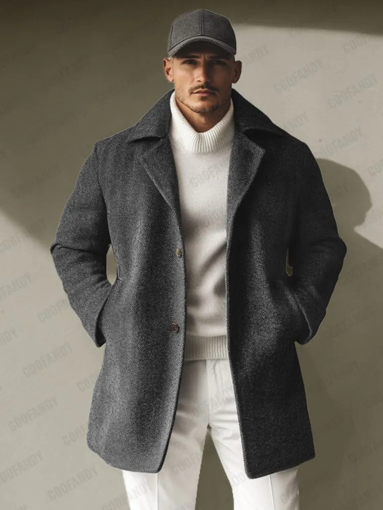 Urban Herringbone Tweed Overcoat