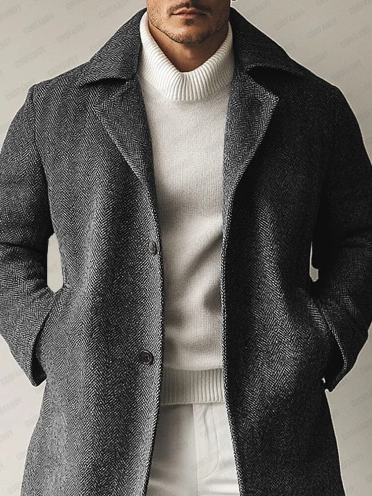 Urban Herringbone Tweed Overcoat