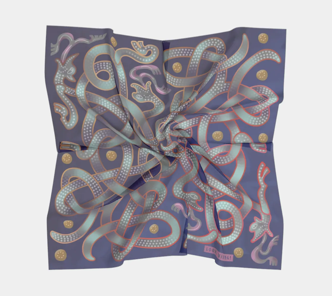 Viking Winter Blue Jellinge 1 Silk-like Poly Scarf (4 sizes-3 fabrics)