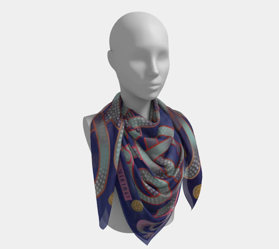 Viking Winter Blue Jellinge 1 Silk-like Poly Scarf (4 sizes-3 fabrics)