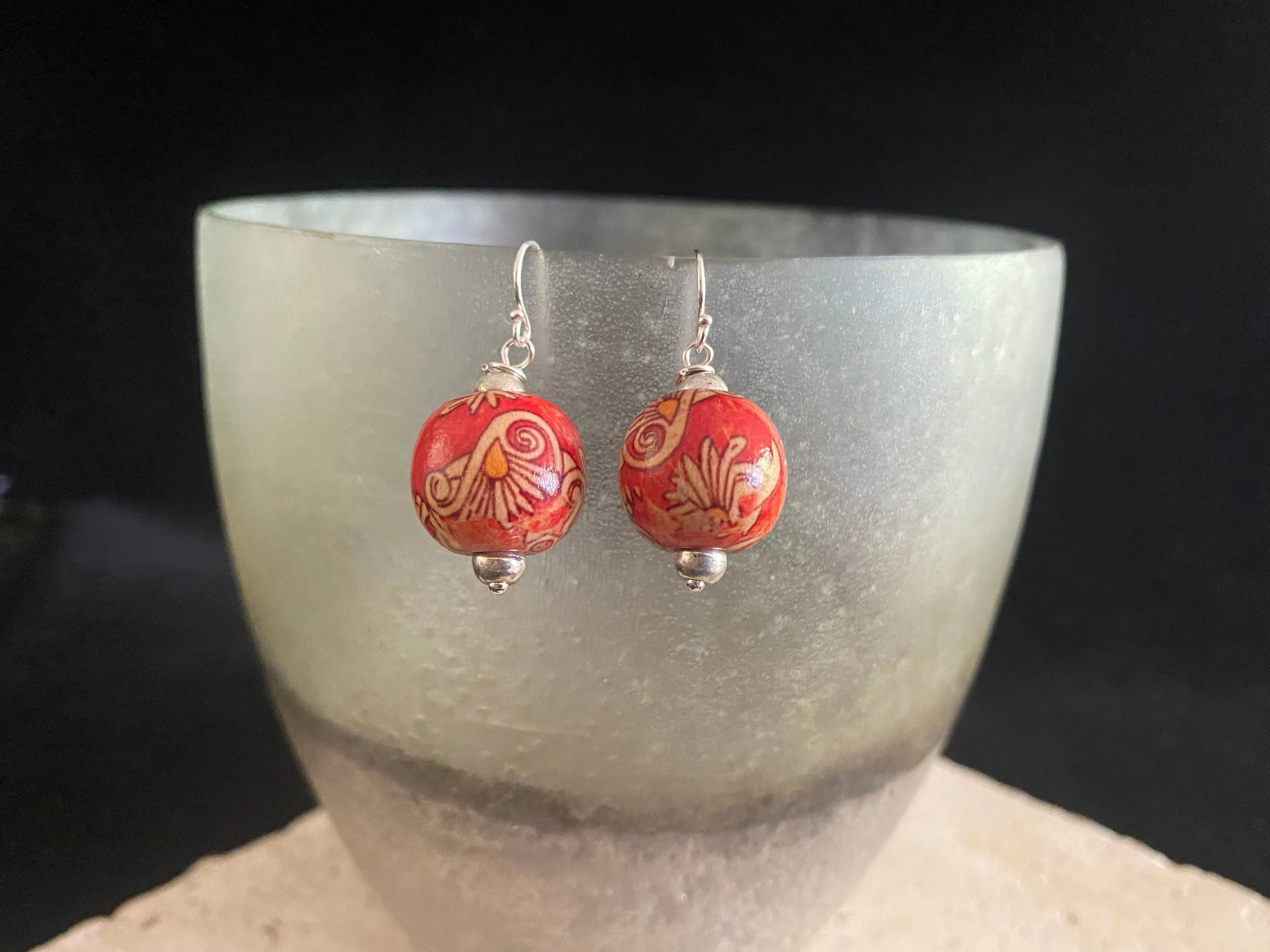 Vintage Painted Chinoiserie Earrings