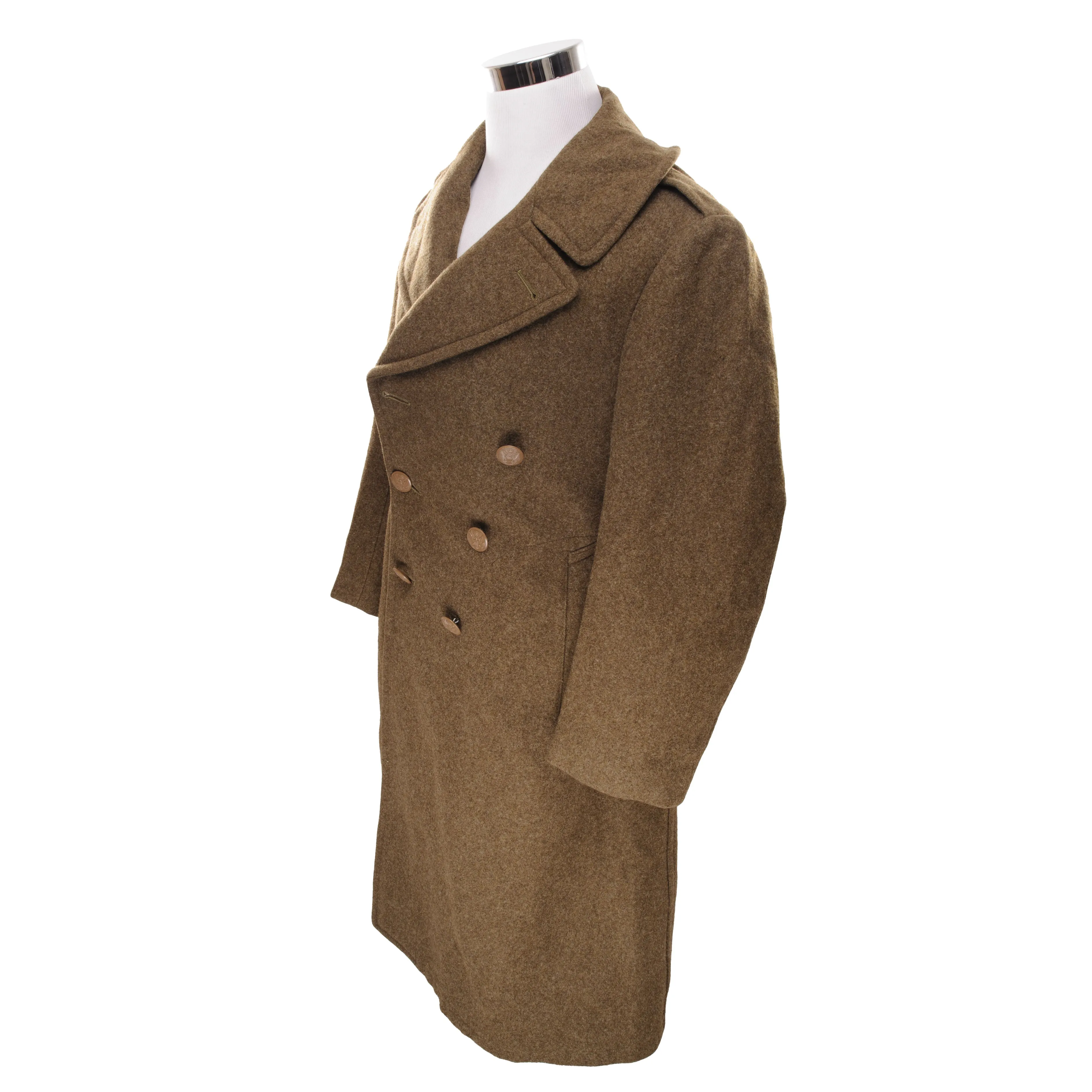 VINTAGE US ARMY M-1939 OVERCOAT WOOL COAT 1942 WW2 SIZE 36R