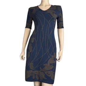 Water Lily Amanda Dress Navy and Bronze