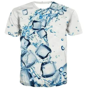 Water T-shirt Men Square Tshirts Cool White Shirt Print Harajuku Tshirts Novelty Novel Tshirt Anime Short Sleeve Fashion