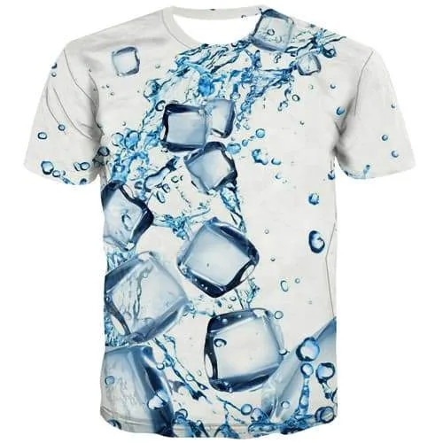 Water T-shirt Men Square Tshirts Cool White Shirt Print Harajuku Tshirts Novelty Novel Tshirt Anime Short Sleeve Fashion