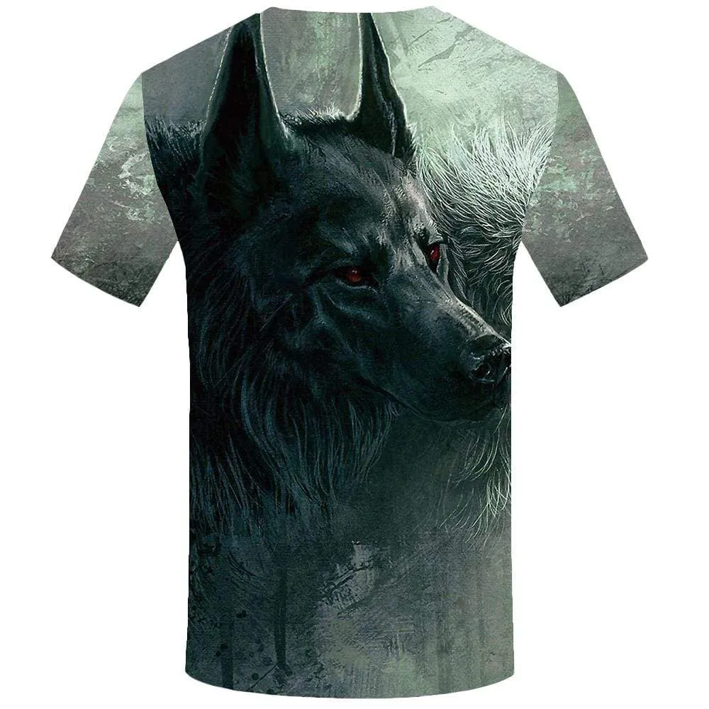 Wolf T-shirts Men Art T shirts Funny Vintage Tshirts Print Animal T-shirt 3d Gray Tshirt Anime Mens Fashion Casual Unisex