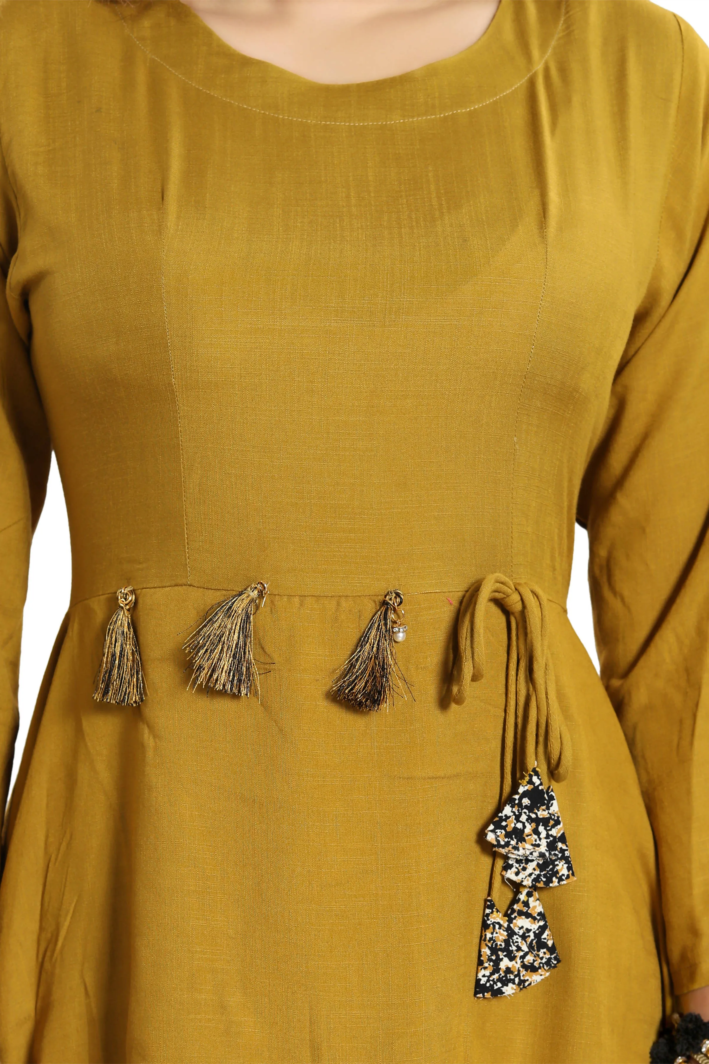 Women Mustard Layered Solid Maxi Dress