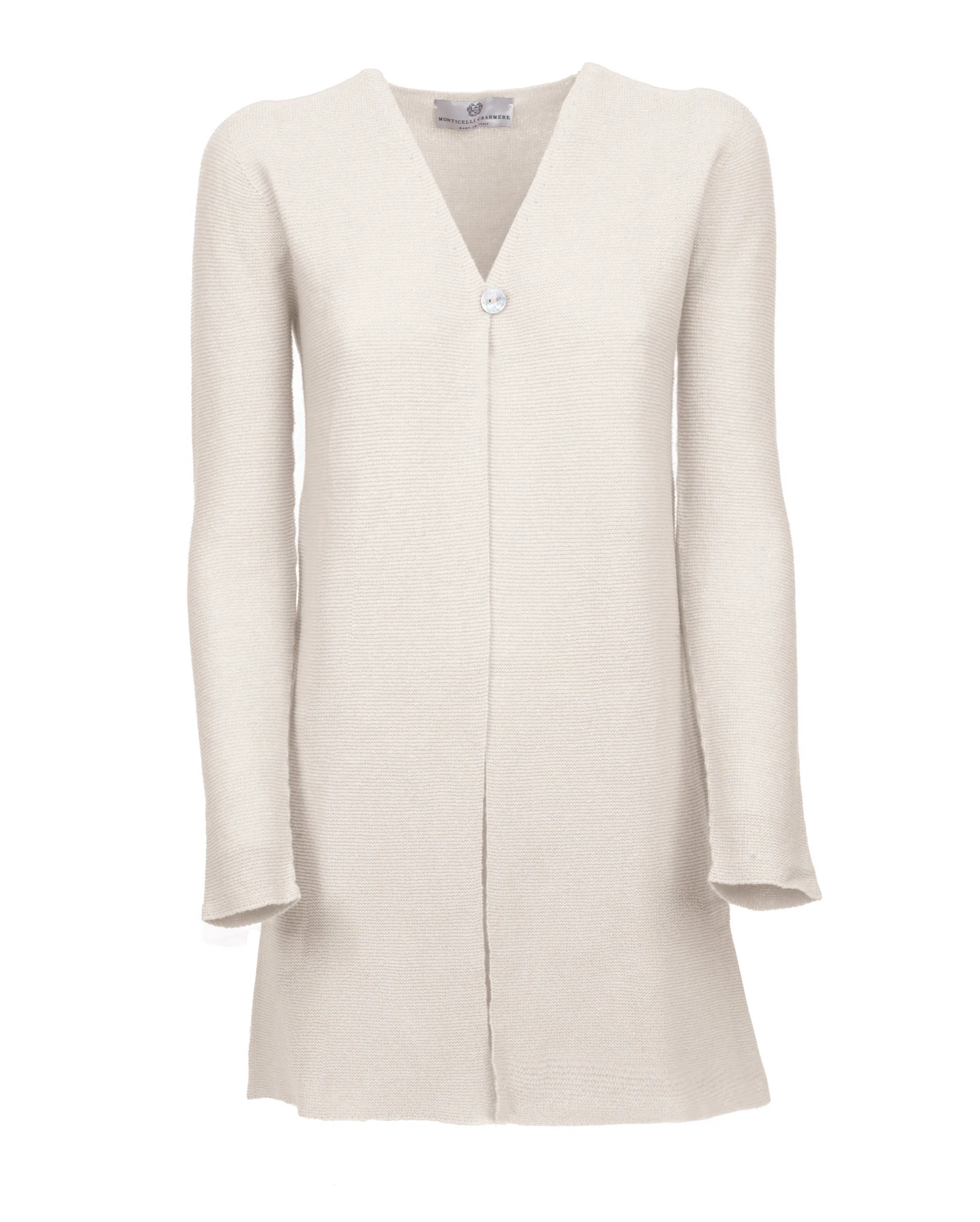 Women's Cashmere Links Stitch Duster Cardigan Milk White