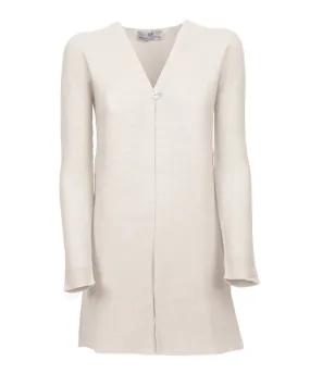 Women's Cashmere Links Stitch Duster Cardigan Milk White