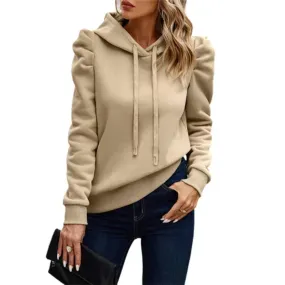 Women’s Cozy Pullover Hoodie with Puffed Sleeves