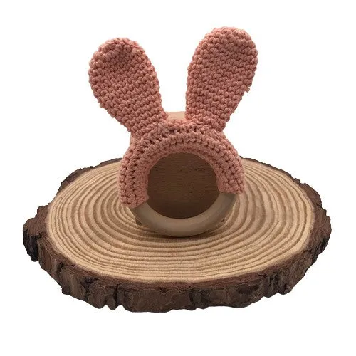 Wooden Crochet Rabbit Ear Teether