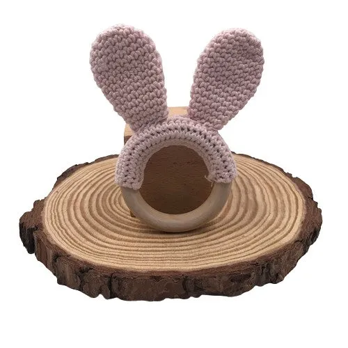 Wooden Crochet Rabbit Ear Teether