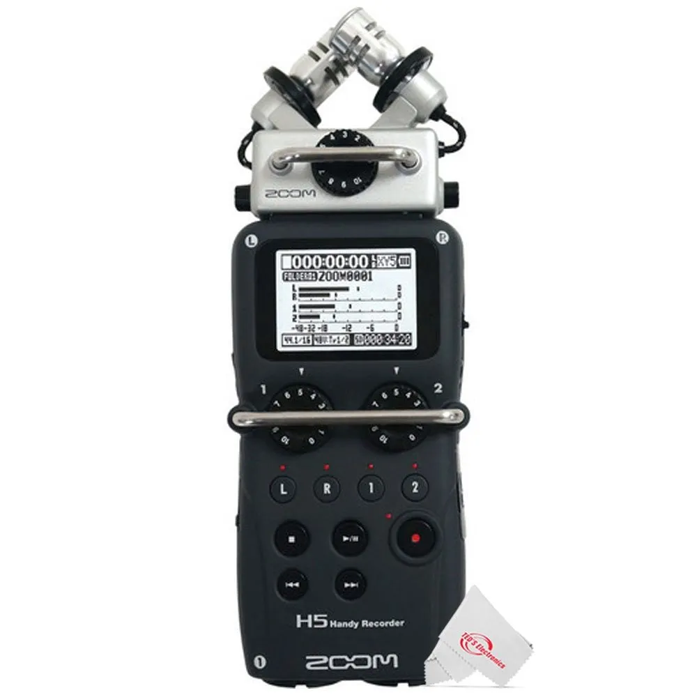 Zoom H5 4-Input / 4-Track Portable Handy Digital Recorder with Interchangeable X/Y Mic Capsule    Boya BY-BA20 Aluminum Alloy Desk Holder Microphone Stand Bracket   Zoom ZDM-1 Podcast Mic Pack Accessory Bundle